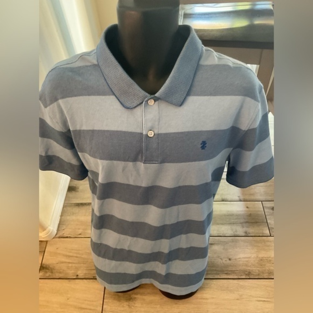 Men’s used IZOD polo golf cottony shirt blue striped size XL